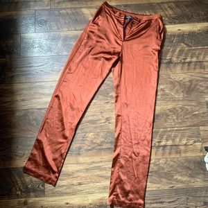 Satin Pants - Cognac Brown